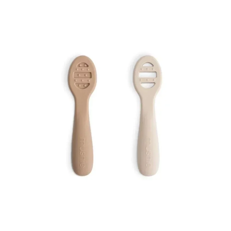 Mushie FIRST FEEDING BABY SPOON Natural / Shifting Sand
