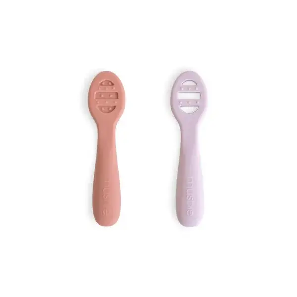127. Mushie FIRST FEEDING BABY SPOON rose/ soft lilac