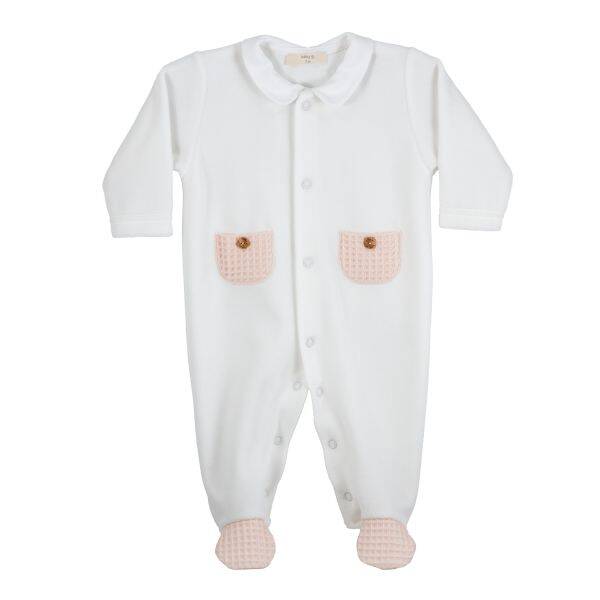 Baby Gi White velours  boxpakje pocket nest peach