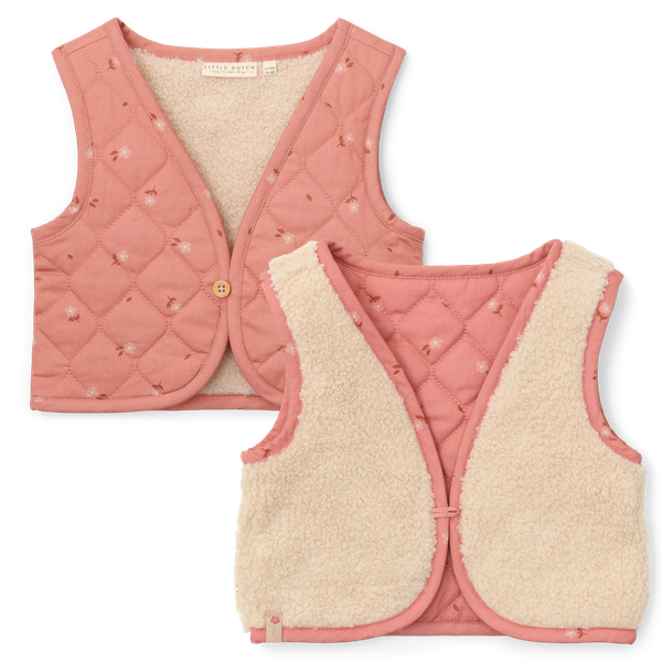 Little dutch Reversible gilet Sand Warm rose blooming flower