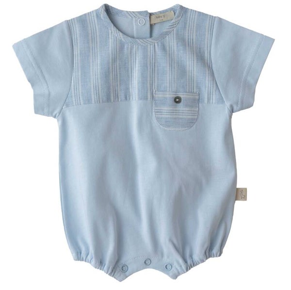 Baby Gi blue romper with pocket peter