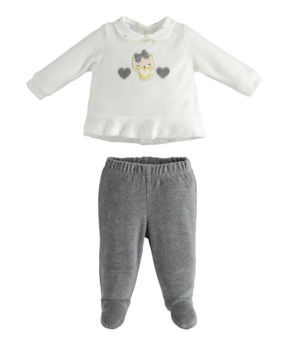 Pyjama poesje grijs twee delig