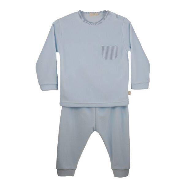 Baby gi Pyjama velours blauw stripes