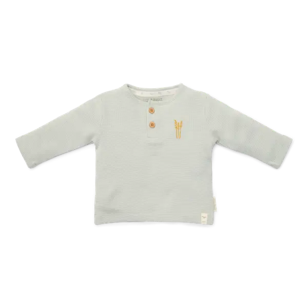 74. Little dutch T-shirt long sleeves waffle Soft green maat 56