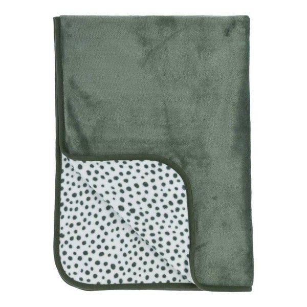 Reisdeken fleece cheetah forest green 75x100