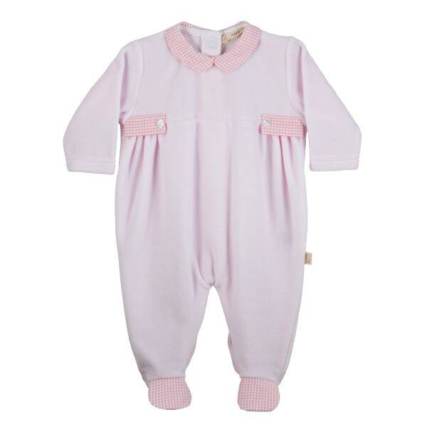 Baby Gi babygrow with chest detail pink vichy