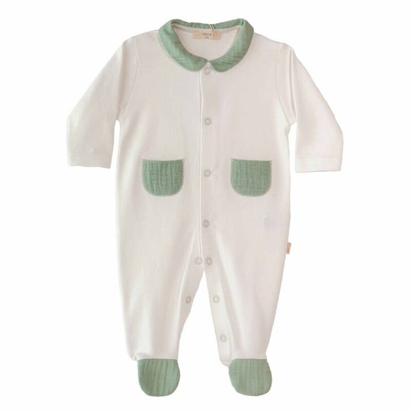 Baby Gi babygrow with pockets green