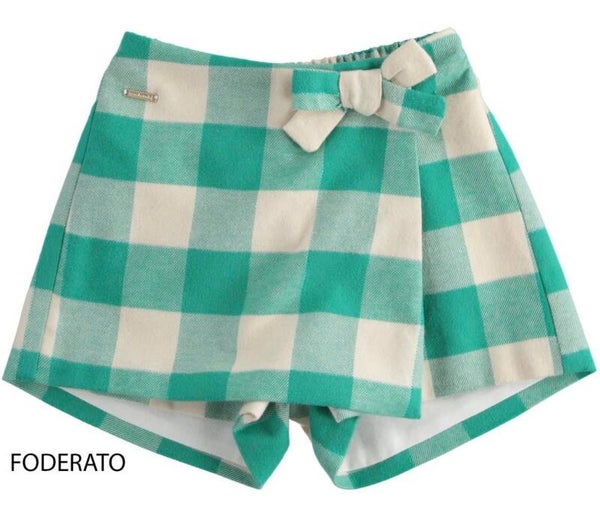 Short/rokje groen beige ruitjes