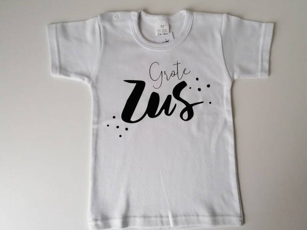 t-shirt ' grote zus ' wit mt 92