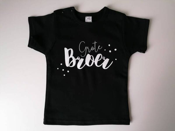 T-shirt ' grote broer ' zwart mt 98