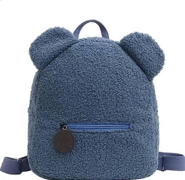 Teddy rugzak blauw met berenoren incl borduurwerk