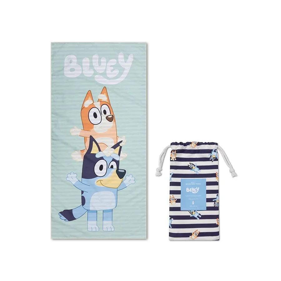 Swim Essentials Bluey | Blauw/Witte Microvezel Handdoek 135 x 65 cm