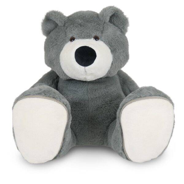 Funnies Sole Mates, Beer Vic grijs 45cm met verwisselbare zooltjes