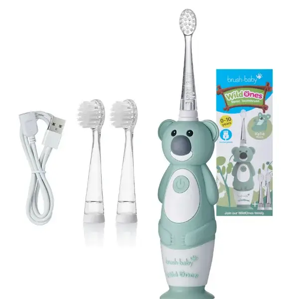94. Brush-Baby | Electrische Oplaadbare Kindertandenborstel | WildOnes | Kylie de Koala | 0 - 10 jaar | 3 opzetborstels | 2 poetsstanden | Timer & Pulse | Disco licht | Zuignapvoet |