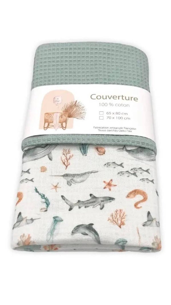 DEKENTJE 65x80 zee dieren mint