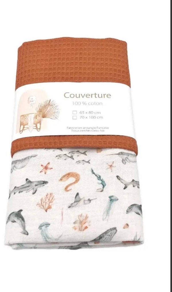 DEKENTJE 65x80 zee dieren roest