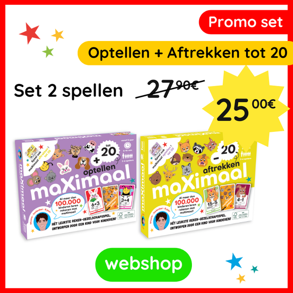 Set 2 spellen: maXimaal Optellen en Aftrekken tot 20 | 2 kaartspellen | vanaf 5 jaar