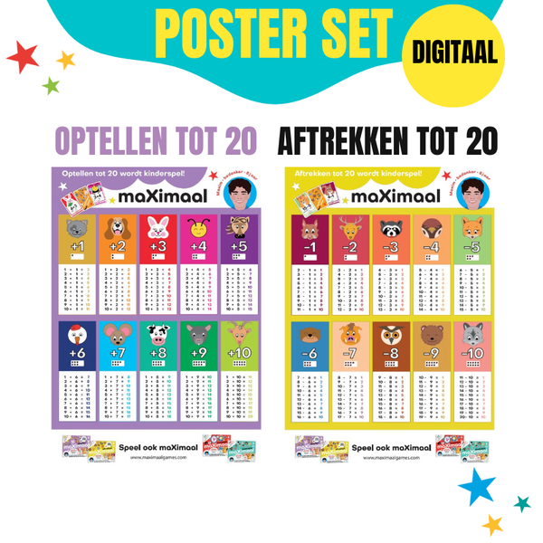 POSTER SET | Optellen en Aftrekken tot 20 | Digitale download!