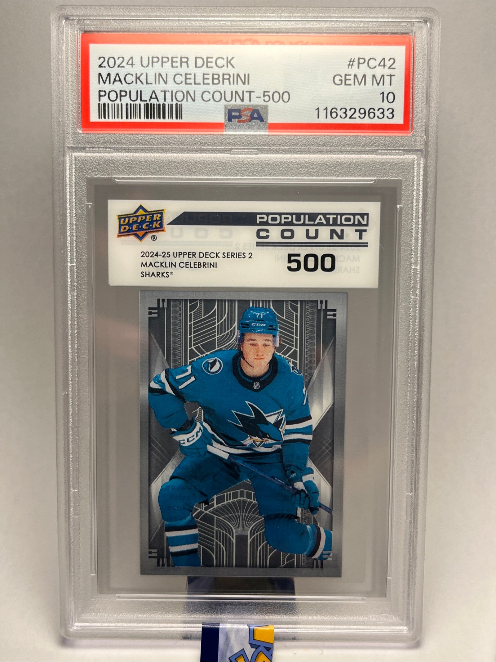 24-25 Upper Deck Macklin Celebrini Pop Count 500 PSA 10