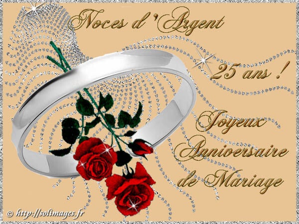 25 ans Noces d'Argent / Anniversaire de mariage / Cartes virtuelles ...