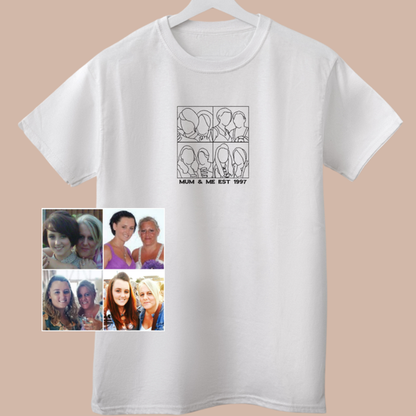 Photo Outline Collage - Adult Embroidered T Shirt