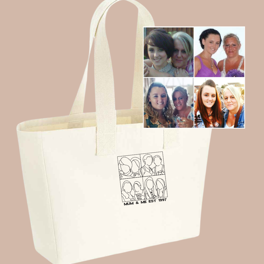 Photo Outline Collage - Everyday Canvas Bag