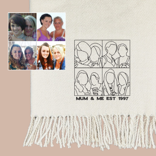 Photo Outline Collage - Embroidered Scarf