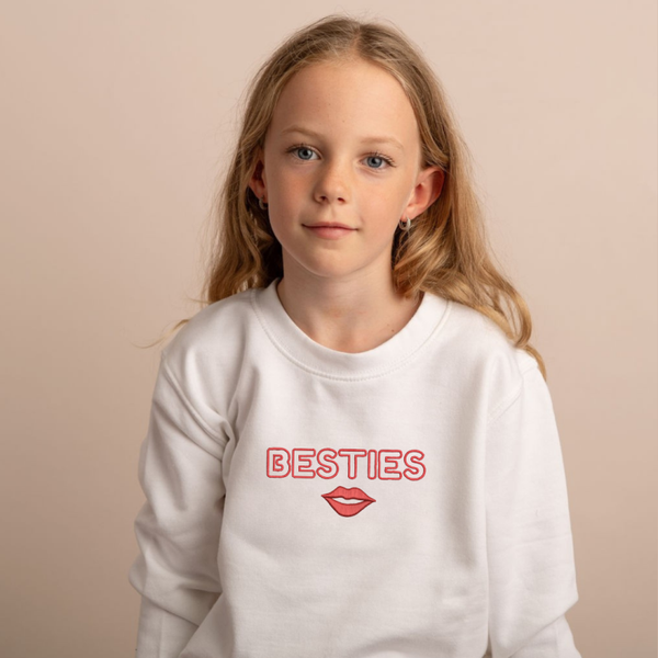 Besties - Child Valentine Embroidered Sweater or Hoodie