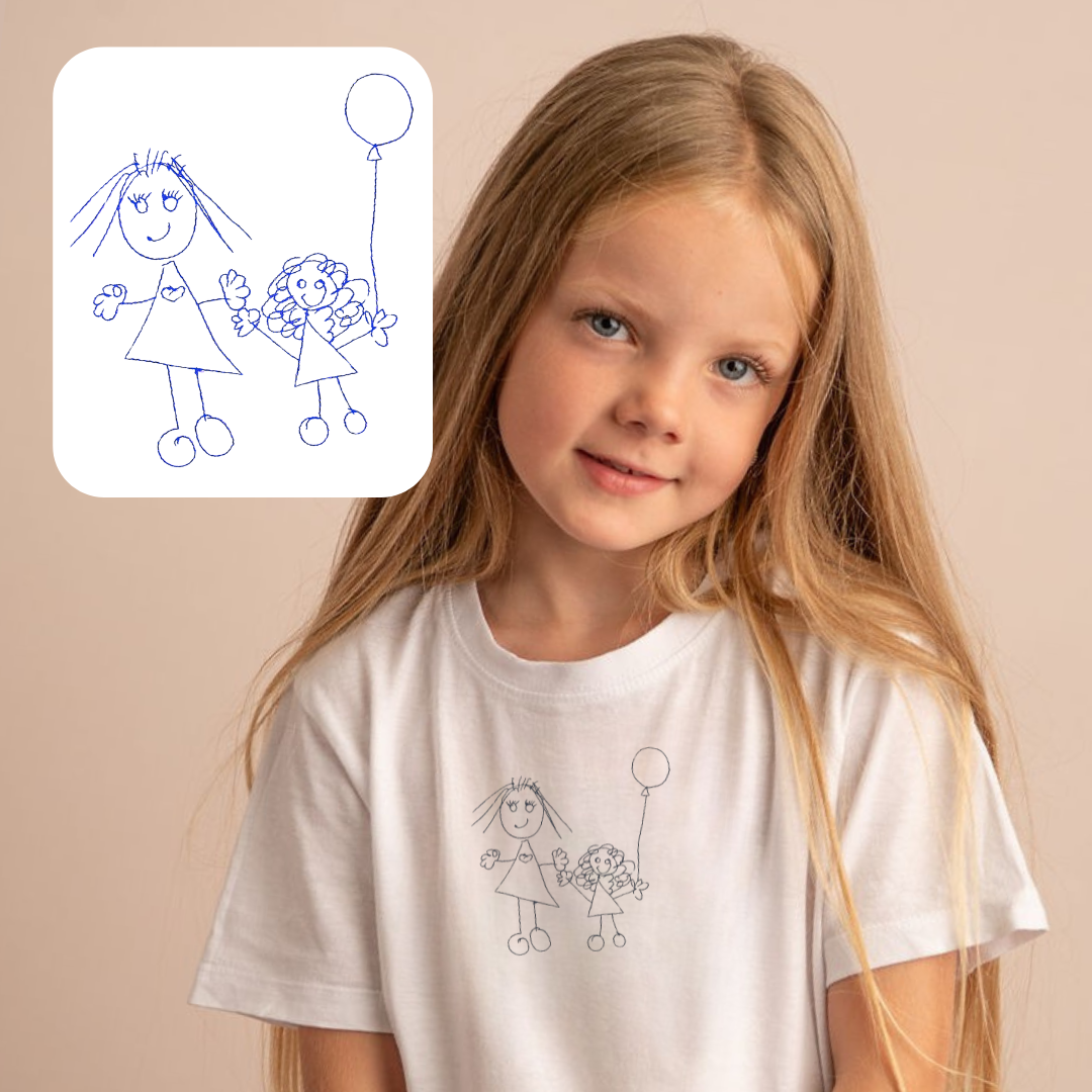 Drawing or Handwritten message - Child Embroidered T Shirt