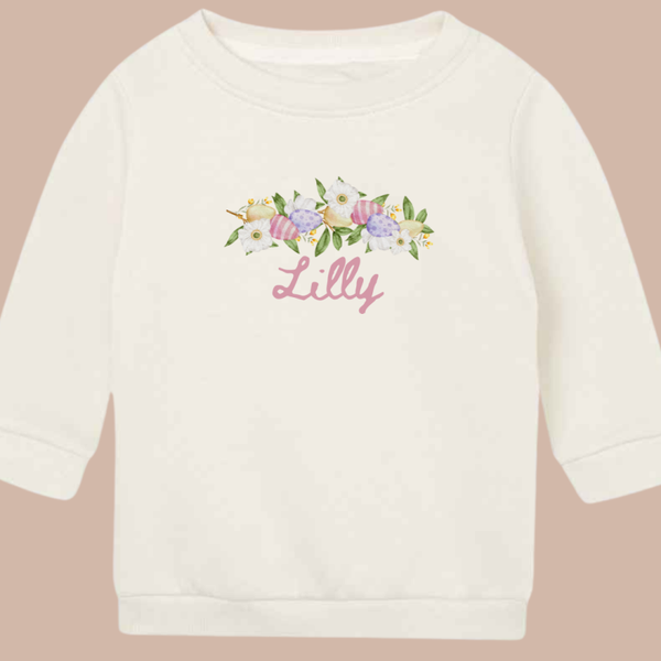 Eggs & Flowers - Infant Printed Personalised Easter Sweater or Hoodie