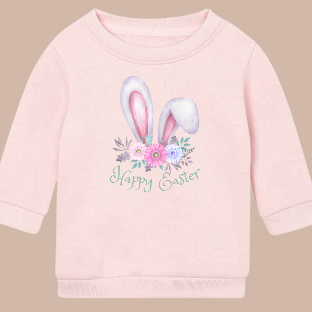 Happy Easter Bunny Ears - Infant Printed Easter Sweater or Hoodie