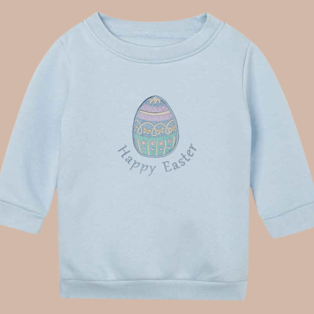 Happy Easter Egg - Infant Premium Embroidered Easter Sweater or Hoodie