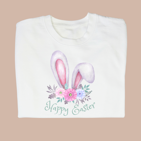 Happy Easter Bunny Ears - Child Printed Easter Sweater or Hoodie