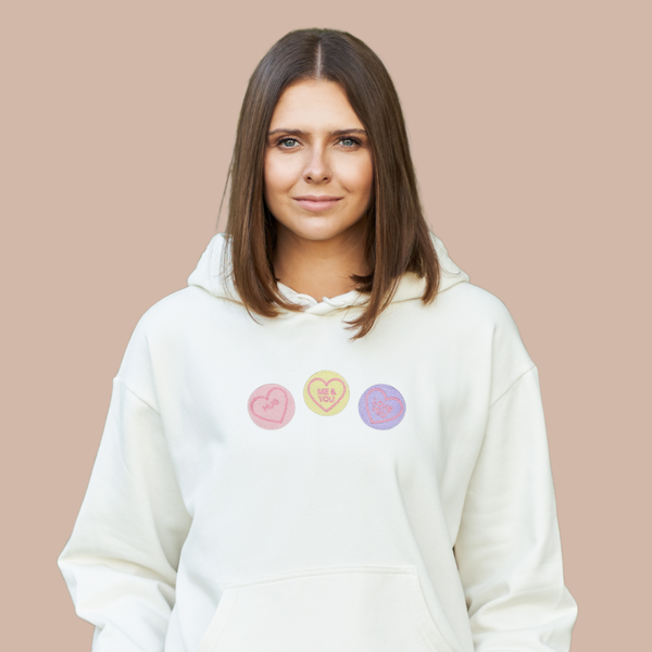 Heart Sweets - Adult Valentines Embroidered Sweater or Hoodie
