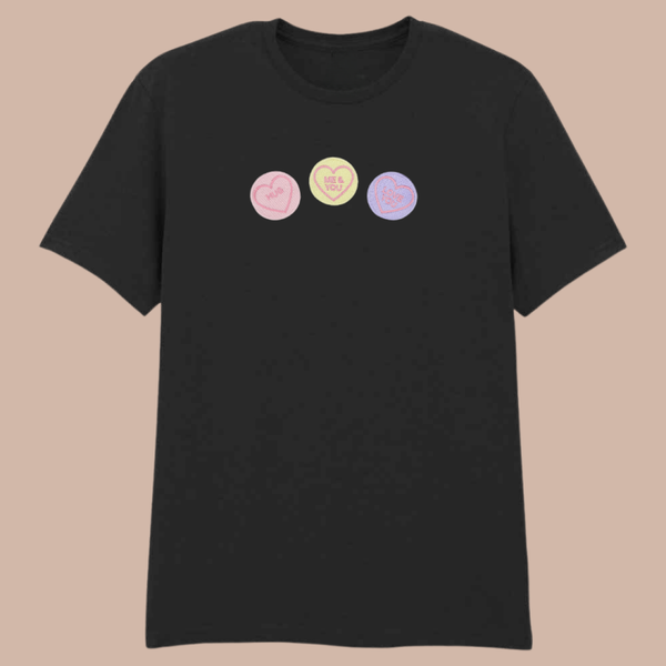 Heart Sweets - Adult Valentine Embroidered T Shirt