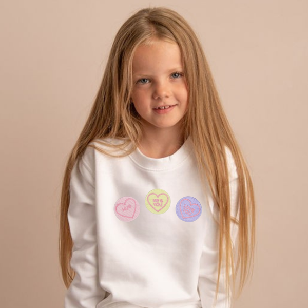 Heart Sweets - Child Valentines Embroidered Sweater or Hoodie