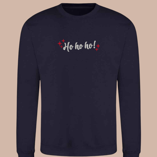 Christmas Ho Ho Ho - Adult Embroidered Sweater or Hoodie
