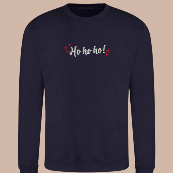 Christmas Ho Ho Ho - Adult Embroidered Sweater or Hoodie