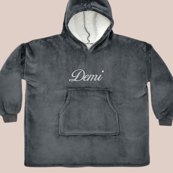 Child Personalised Embroidered Hooded Blanket - Script