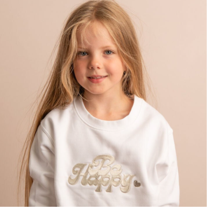 Be Happy - Child Embroidered Sweater or Hoodie
