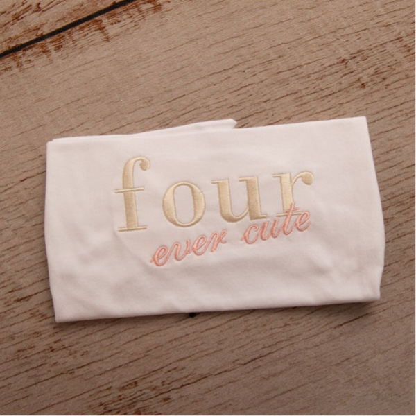 Four ever cute - Child Embroidered Birthday T Shirt