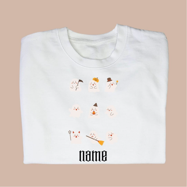 Child Halloween Printed Sweater or Hoodie - 9 Little Ghosts