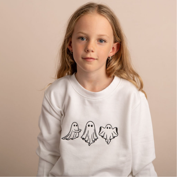 Child Halloween Ghosts - Embroidered Sweater or Hoodie
