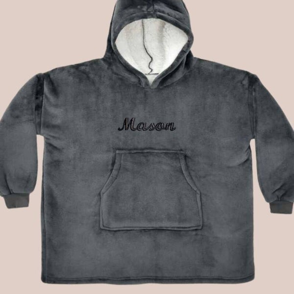 Child Personalised Embroidered Hooded Blanket - SM Script