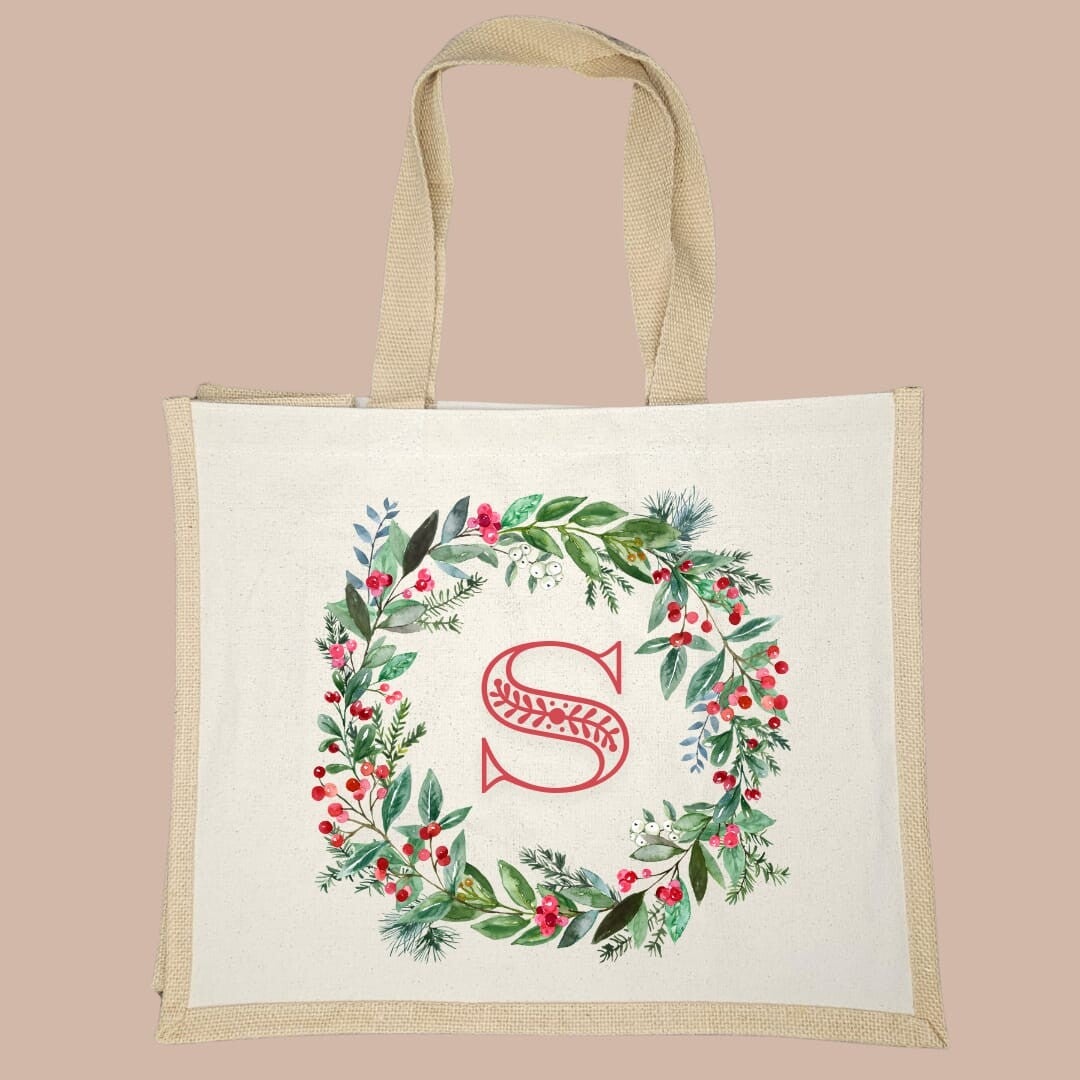 Initial Wreath (version 1) - Personalised Christmas bag