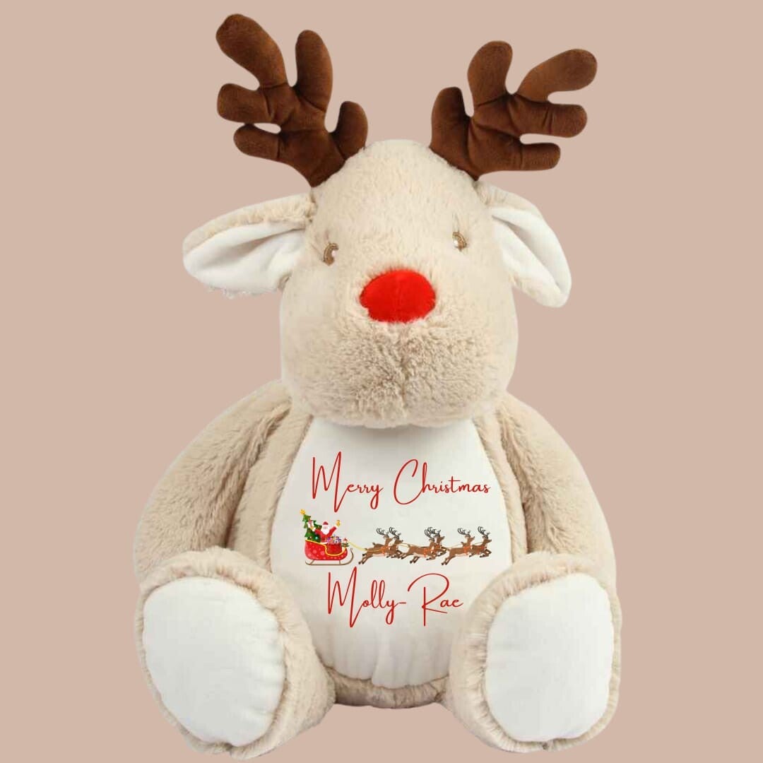 Merry Christmas & Sleigh - Personalised Christmas Teddy