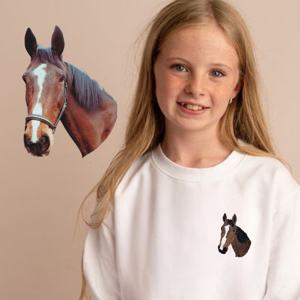 Pet Portrait Infill - Child Embroidered Sweater or Hoodie