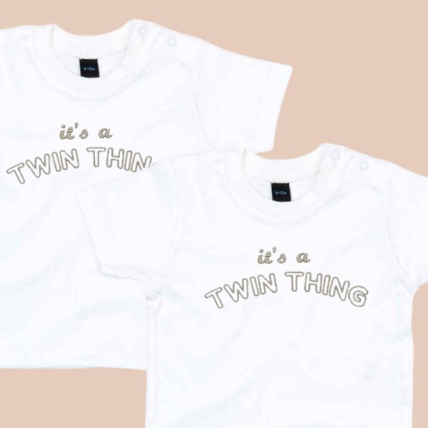It's a twin thing - Infant Embroidered T Shirt, Vest or Romper