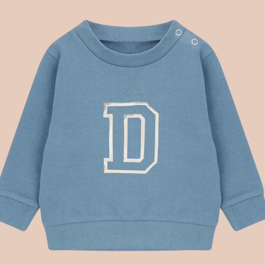 Large Initial (College) - Infant Personalised Embroidered Sweater or Hoodie