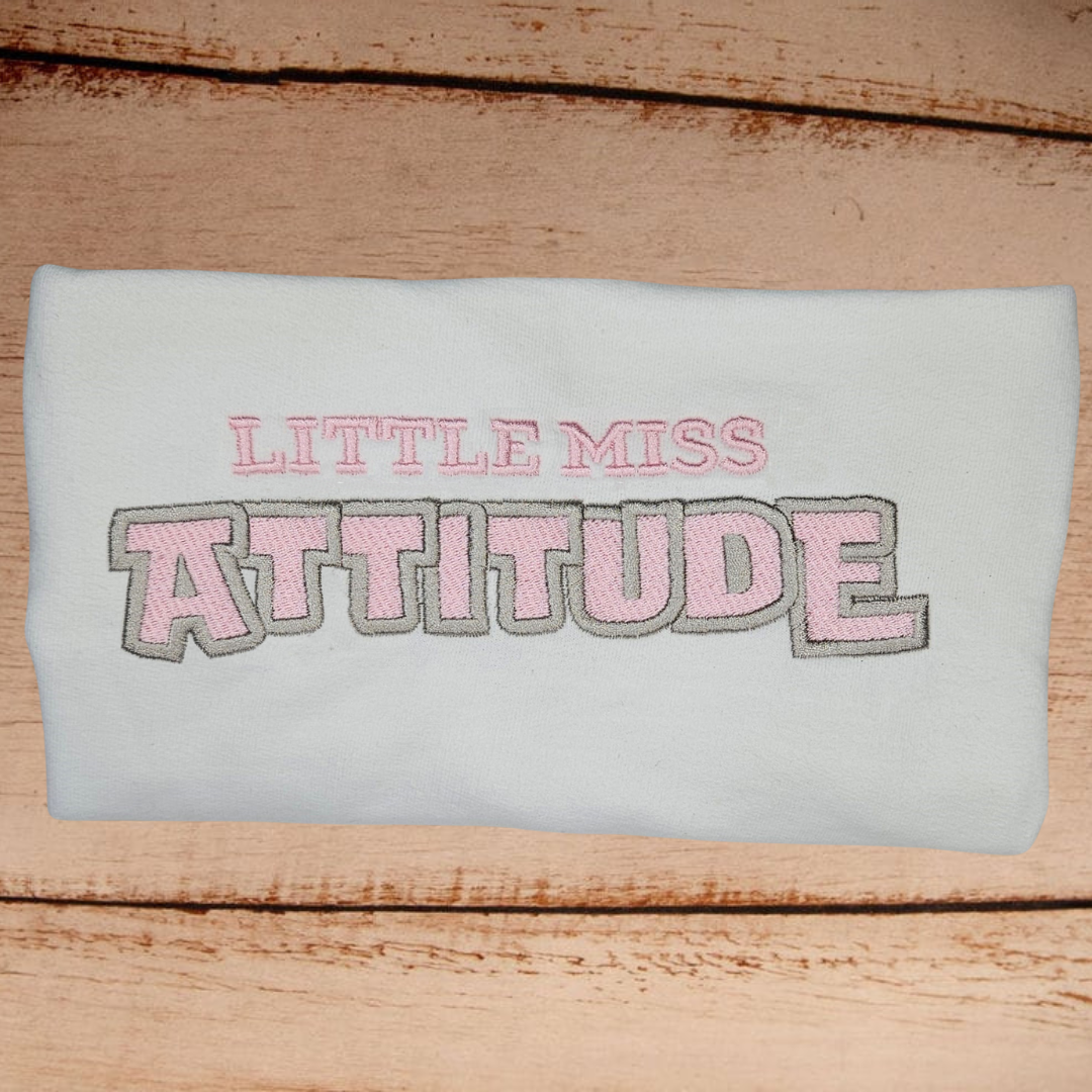 Little Miss Attitude - Child Embroidered T Shirt